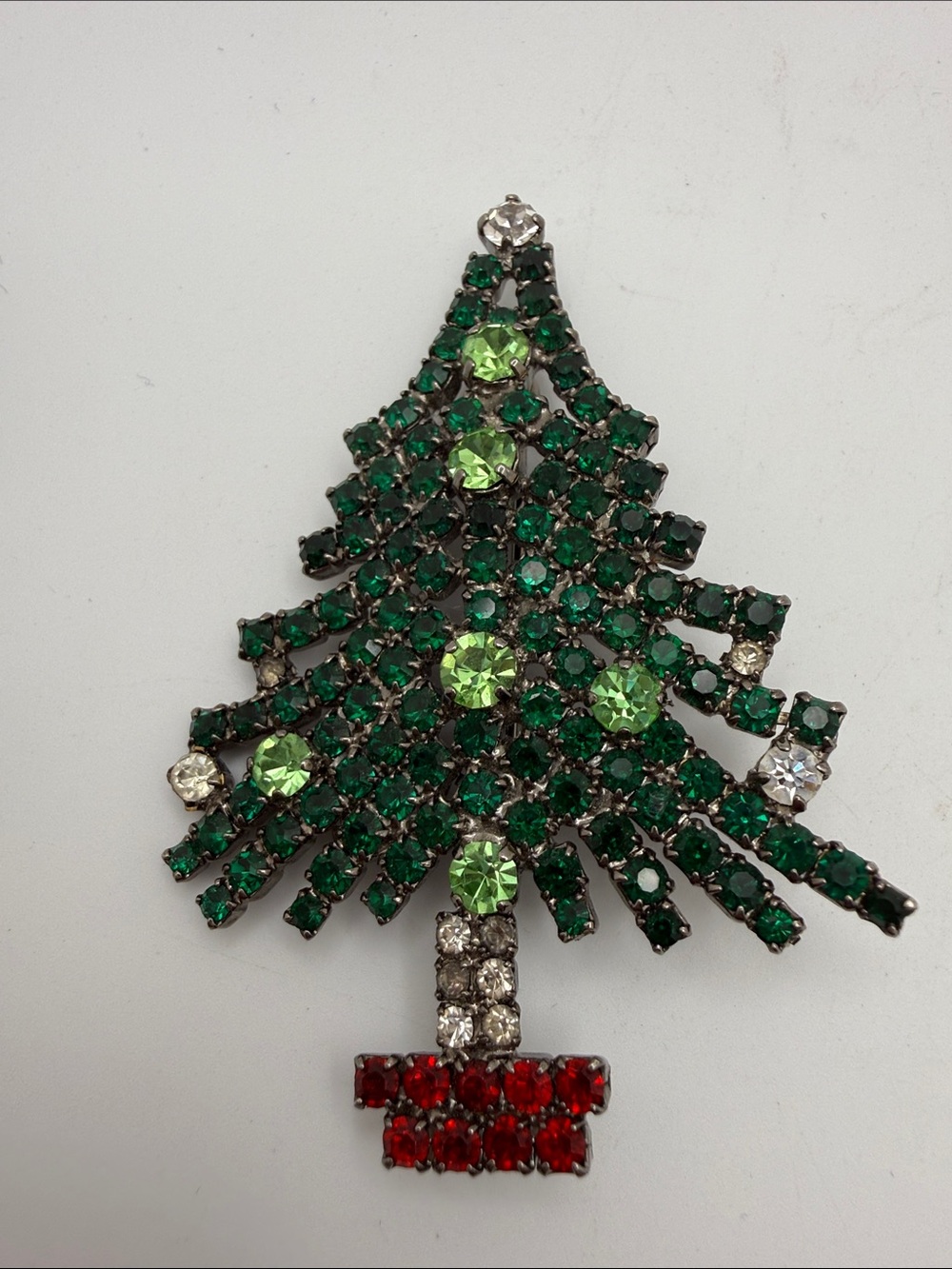 Cristobal London Green Crystal Christmas Tree Brooch